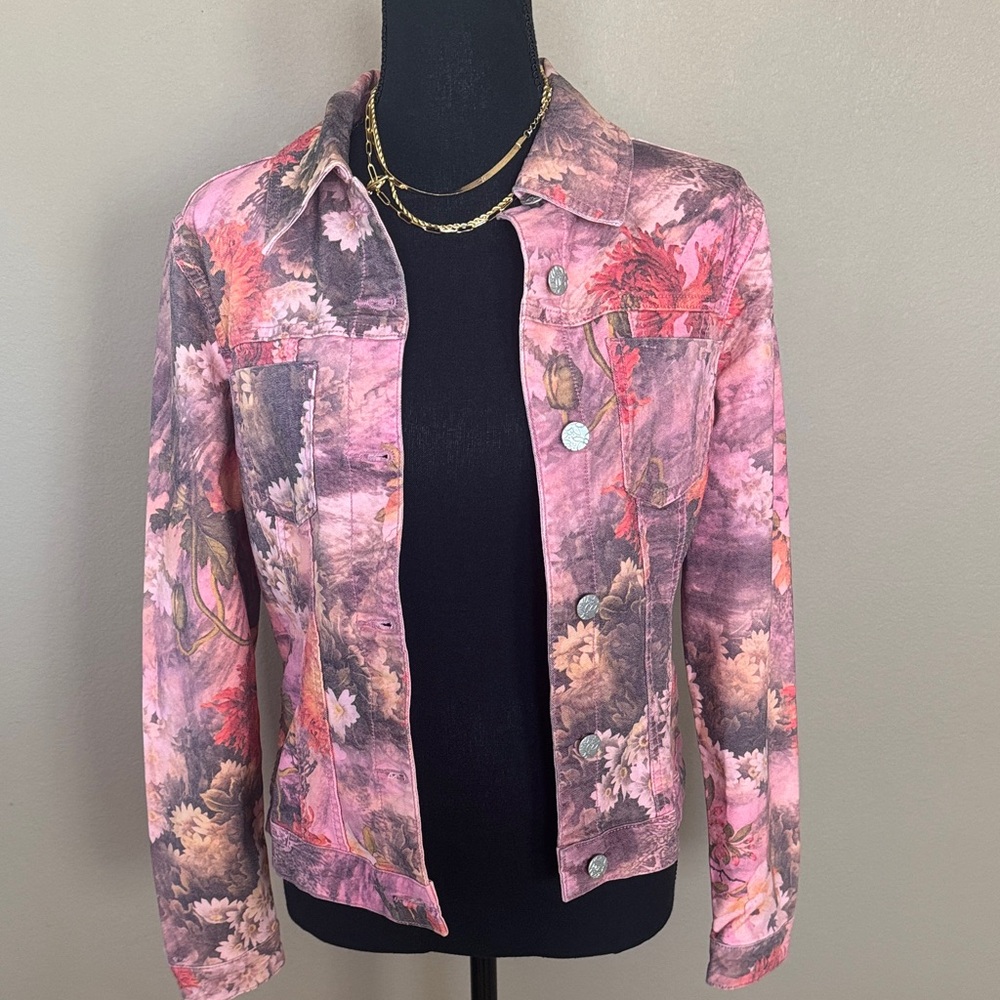 Pink Floral Reversible Jean Jacket by Alison Sheri BNWT